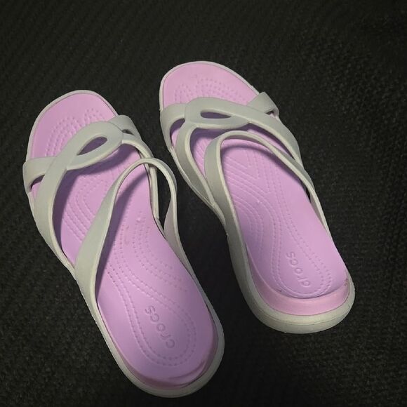 Crocs Women's Purple and Gray Sandals - Picture 1 of 5
